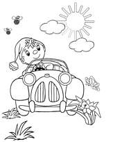 coloriage oui oui dans sa voiture